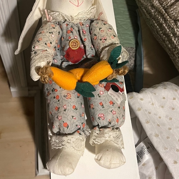 Vtg 70s SPRINGWATER COOKIE CO Primitive Bunny Rabbit Shelf Sitter Easter Nursery - Picture 8 of 10
